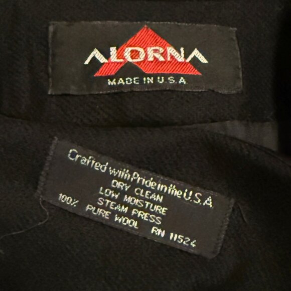 Vintage Alorna Coat Womens XL / 1X Black Wool Embroidered Open Front USA 60s - Picture 8 of 8